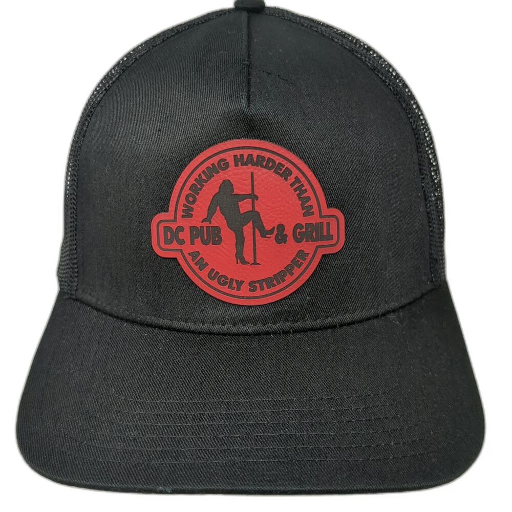 Otto Trucker Hat Black One Size Red DC Pub & Grill Graphic Patch Mesh Snapback